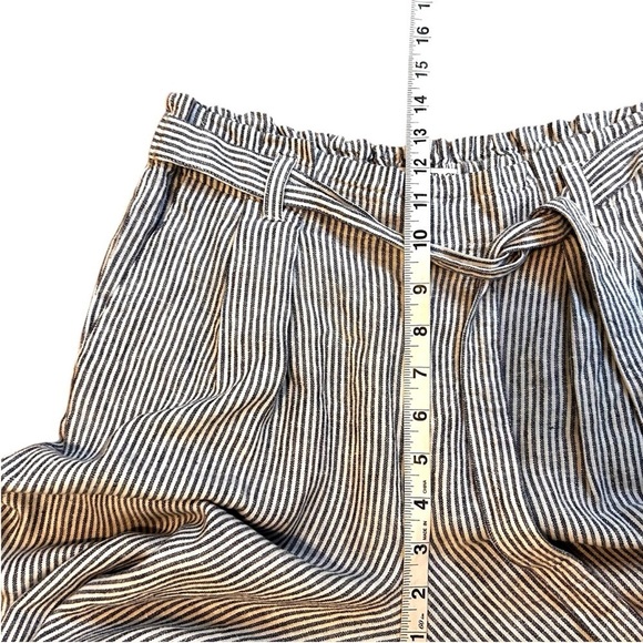 Ellen Tracy Women's Wide Leg Cropped Striped Linen Pants- Size Small - Picture 9 of 10